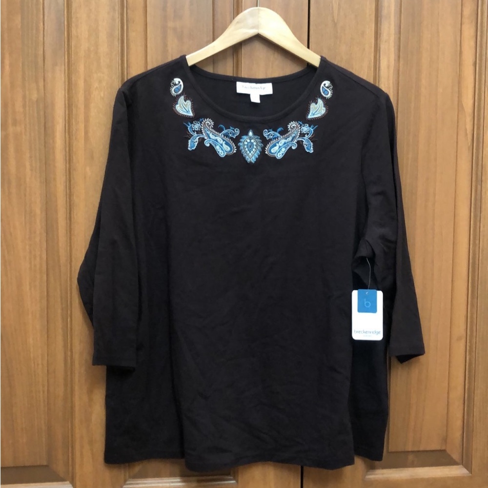 Breckenridge brown 3/4 sleeve top size 2X new